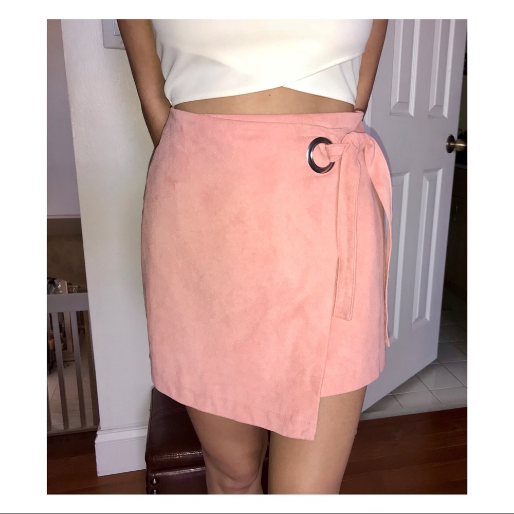 Envelope Blush Suede Skirt